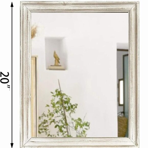 NEW Wood Frame Wall Mirror 16x20 inches | Rustic White Farmhouse Mirror Decor - Picture 5 of 8